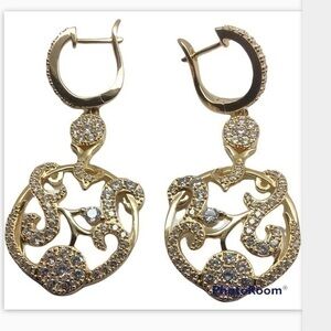 - Gold over Silver CZ dangle earrings